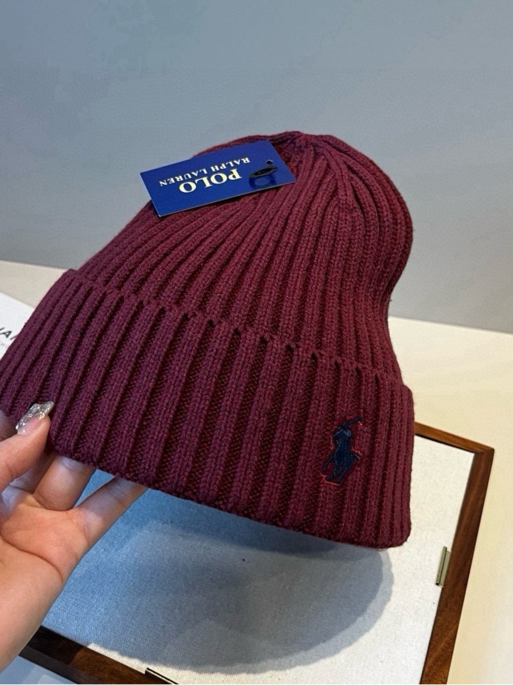 Polo by Ralph Lauren Men's Ribbed Beanie - Burgundy